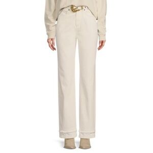 LE' AL.X White Western Belt Straight Leg High Waisted Jean 27